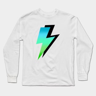 Blue to Green and Black Lightning Bolts Long Sleeve T-Shirt